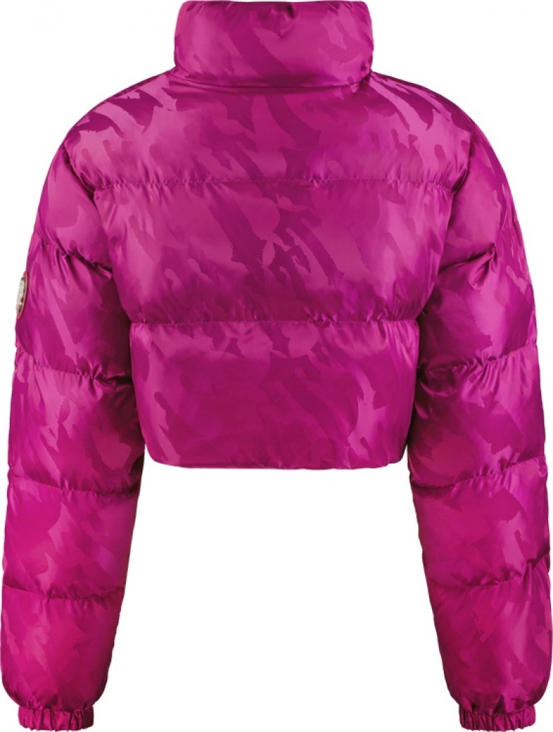 Trapstar Cropped T Jacquard Puffer Frakker Dame Fuchsia Rosa | 67105WUDK