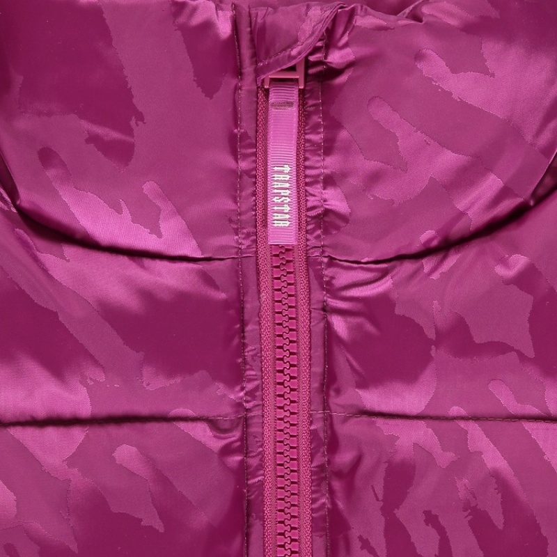 Trapstar Cropped T Jacquard Puffer Frakker Dame Fuchsia Rosa | 67105WUDK