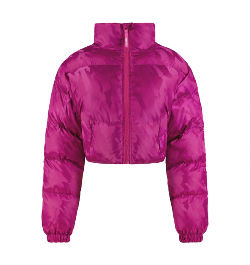 Trapstar Cropped T Jacquard Puffer Frakker Dame Fuchsia Rosa | 67105WUDK