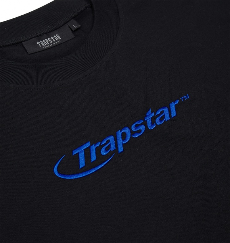 Trapstar Hyperdrive Embroidered T-skjorte Herre Svarte Blå | 30579ZDIC