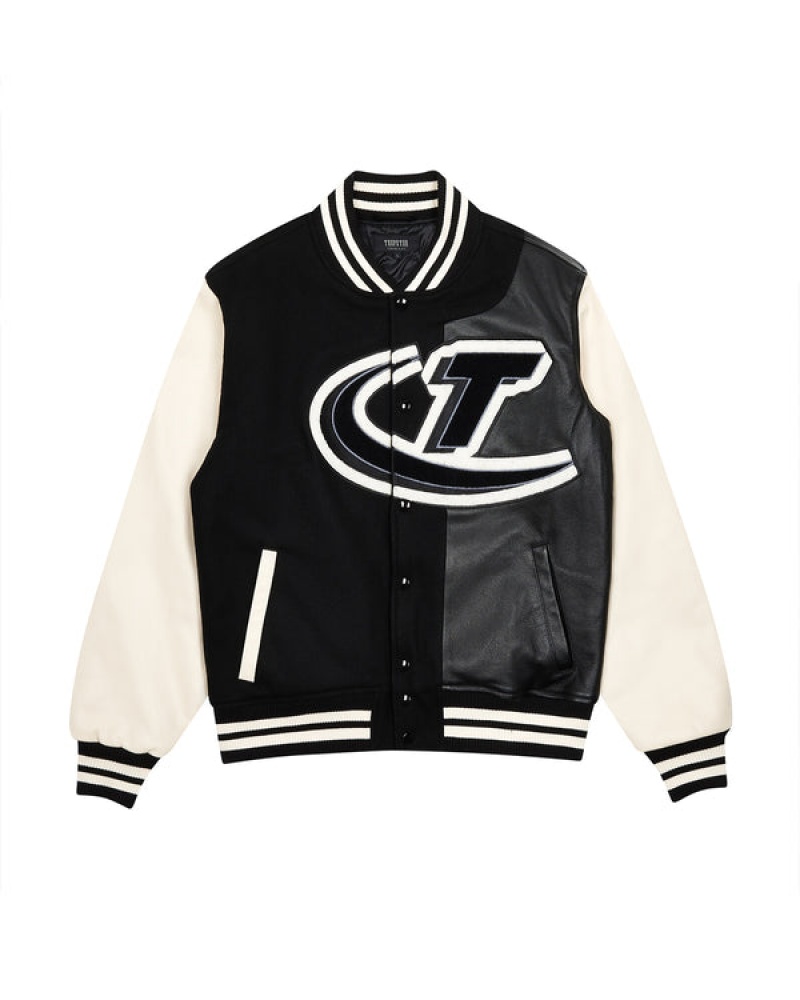 Trapstar Hyperdrive T Chenille Varsity Jakker Herre Svarte Hvite | 45096AUEI