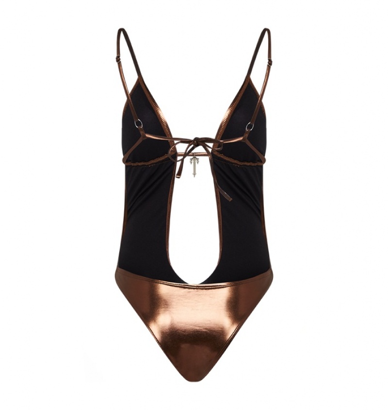 Trapstar Metallic Cutout One Piece Badedrakter Dame Brune | 12608ROWK