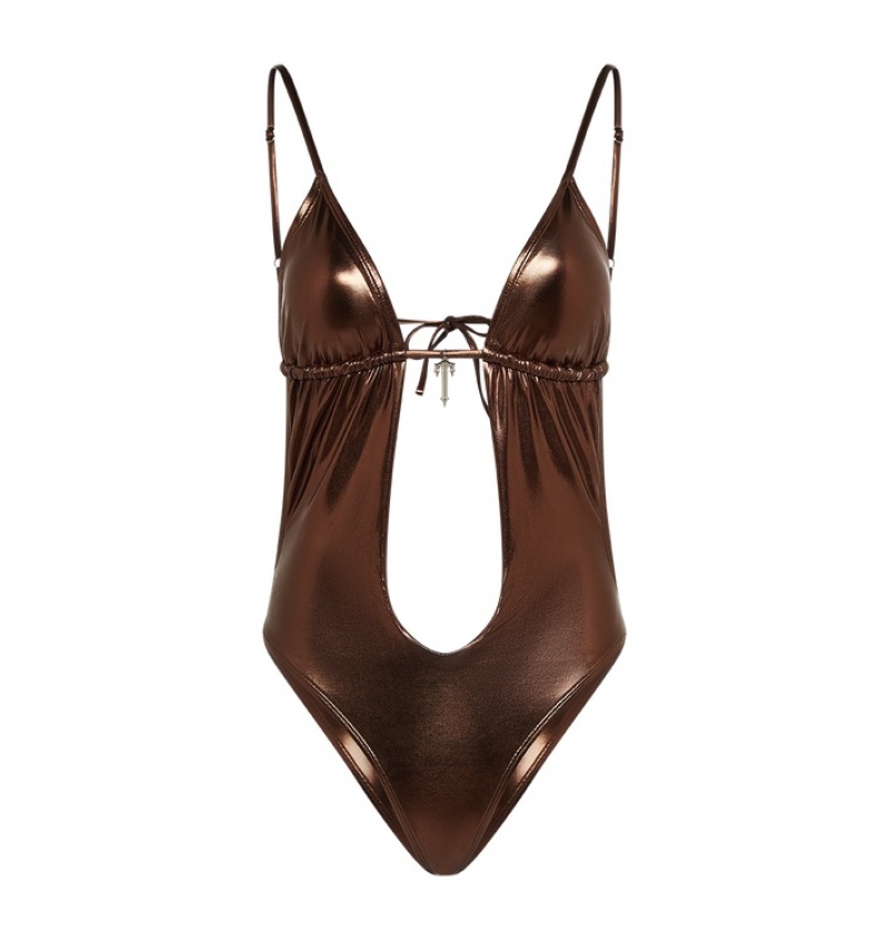 Trapstar Metallic Cutout One Piece Badedrakter Dame Brune | 12608ROWK