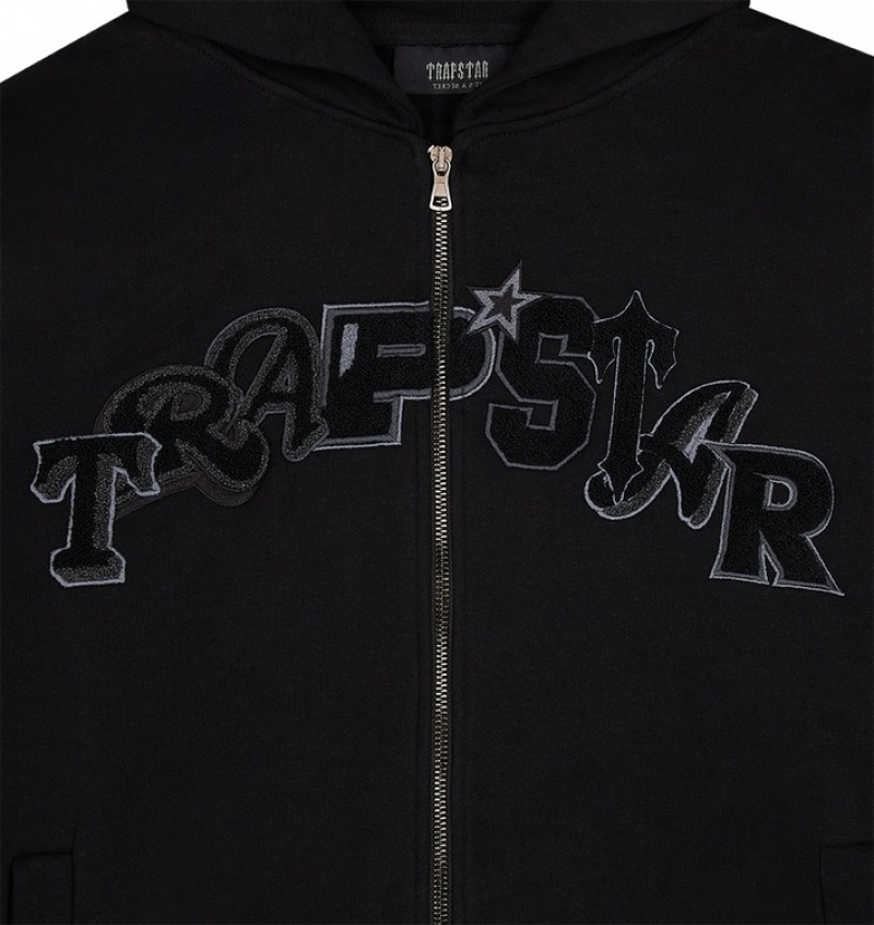 Trapstar Wildcard Chenille Zip Hettegenser Herre Svarte | 05263RTGU